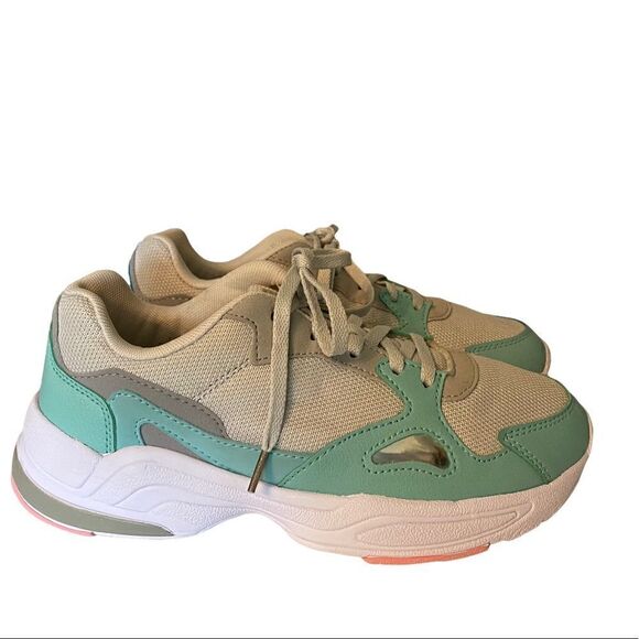 Avia Sz 7.5 Women’s Gray Green Memory Foam Lightweight Lace-Up Sneakers - Picture 1 of 7